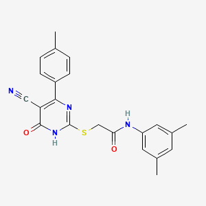 molecular formula C22H20N4O2S B11361259 2-{[5-Cyano-4-(4-methylphenyl)-6-oxo-1,6-dihydropyrimidin-2-YL]sulfanyl}-N-(3,5-dimethylphenyl)acetamide 