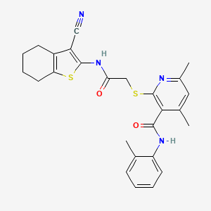 molecular formula C26H26N4O2S2 B11361287 2-({2-[(3-cyano-4,5,6,7-tetrahydro-1-benzothiophen-2-yl)amino]-2-oxoethyl}sulfanyl)-4,6-dimethyl-N-(2-methylphenyl)pyridine-3-carboxamide 