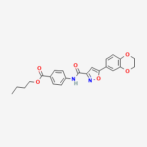 molecular formula C23H22N2O6 B11361493 Butyl 4-({[5-(2,3-dihydro-1,4-benzodioxin-6-yl)-1,2-oxazol-3-yl]carbonyl}amino)benzoate 