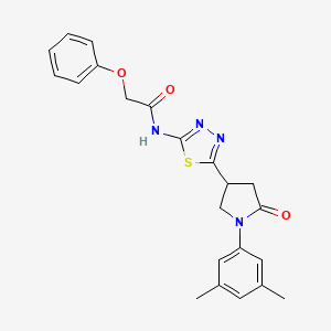 molecular formula C22H22N4O3S B11361514 N-{5-[1-(3,5-dimethylphenyl)-5-oxopyrrolidin-3-yl]-1,3,4-thiadiazol-2-yl}-2-phenoxyacetamide 