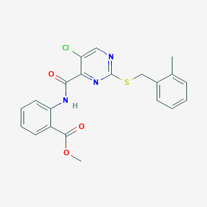 molecular formula C21H18ClN3O3S B11361560 Methyl 2-[({5-chloro-2-[(2-methylbenzyl)thio]pyrimidin-4-yl}carbonyl)amino]benzoate 