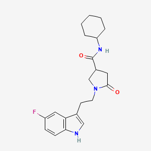 molecular formula C21H26FN3O2 B11361641 N-cyclohexyl-1-[2-(5-fluoro-1H-indol-3-yl)ethyl]-5-oxopyrrolidine-3-carboxamide 