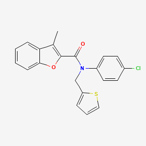 molecular formula C21H16ClNO2S B11361753 N-(4-chlorophenyl)-3-methyl-N-(thiophen-2-ylmethyl)-1-benzofuran-2-carboxamide 