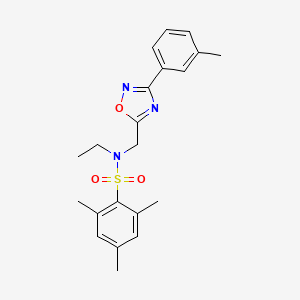 molecular formula C21H25N3O3S B11361853 N-ethyl-2,4,6-trimethyl-N-{[3-(3-methylphenyl)-1,2,4-oxadiazol-5-yl]methyl}benzenesulfonamide 