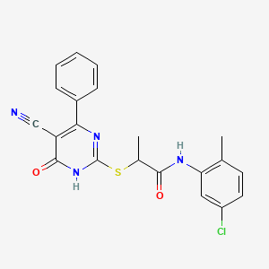 molecular formula C21H17ClN4O2S B11361877 N-(5-Chloro-2-methylphenyl)-2-[(5-cyano-6-oxo-4-phenyl-1,6-dihydropyrimidin-2-YL)sulfanyl]propanamide 