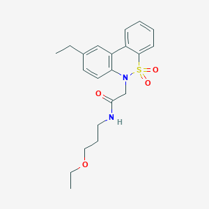 molecular formula C21H26N2O4S B11362094 N-(3-ethoxypropyl)-2-(9-ethyl-5,5-dioxido-6H-dibenzo[c,e][1,2]thiazin-6-yl)acetamide 