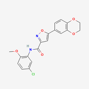 molecular formula C19H15ClN2O5 B11362292 N-(5-chloro-2-methoxyphenyl)-5-(2,3-dihydro-1,4-benzodioxin-6-yl)-1,2-oxazole-3-carboxamide 