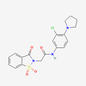 molecular formula C19H18ClN3O4S B11362392 N-[3-chloro-4-(pyrrolidin-1-yl)phenyl]-2-(1,1-dioxido-3-oxo-1,2-benzothiazol-2(3H)-yl)acetamide 