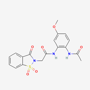 molecular formula C18H17N3O6S B11362554 N-[2-(acetylamino)-5-methoxyphenyl]-2-(1,1-dioxido-3-oxo-1,2-benzothiazol-2(3H)-yl)acetamide 