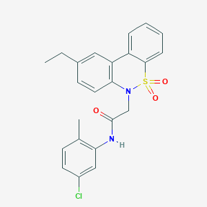 molecular formula C23H21ClN2O3S B11363150 N-(5-chloro-2-methylphenyl)-2-(9-ethyl-5,5-dioxido-6H-dibenzo[c,e][1,2]thiazin-6-yl)acetamide 