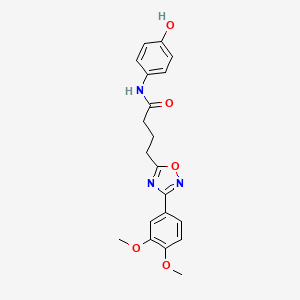 molecular formula C20H21N3O5 B11363162 4-[3-(3,4-dimethoxyphenyl)-1,2,4-oxadiazol-5-yl]-N-(4-hydroxyphenyl)butanamide 