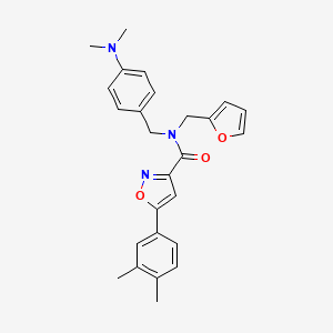 molecular formula C26H27N3O3 B11363275 N-[4-(dimethylamino)benzyl]-5-(3,4-dimethylphenyl)-N-(furan-2-ylmethyl)-1,2-oxazole-3-carboxamide 