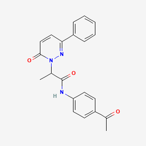 molecular formula C21H19N3O3 B11363296 N-(4-acetylphenyl)-2-(6-oxo-3-phenylpyridazin-1(6H)-yl)propanamide 