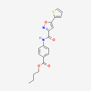 molecular formula C19H18N2O4S B11363373 Butyl 4-({[5-(thiophen-2-yl)-1,2-oxazol-3-yl]carbonyl}amino)benzoate 