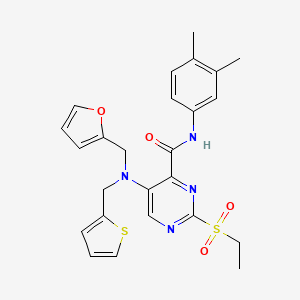 molecular formula C25H26N4O4S2 B11363502 N-(3,4-dimethylphenyl)-2-(ethylsulfonyl)-5-[(furan-2-ylmethyl)(thiophen-2-ylmethyl)amino]pyrimidine-4-carboxamide 