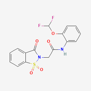 molecular formula C16H12F2N2O5S B11363716 N-[2-(difluoromethoxy)phenyl]-2-(1,1-dioxido-3-oxo-1,2-benzothiazol-2(3H)-yl)acetamide 