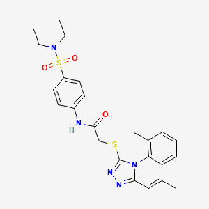 molecular formula C24H27N5O3S2 B11363717 N-[4-[(Diethylamino)sulfonyl]phenyl]-2-[(5,9-dimethyl[1,2,4]triazolo[4,3-a]quinolin-1-yl)thio]acetamide CAS No. 927966-25-4