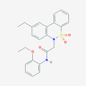 molecular formula C24H24N2O4S B11363727 N-(2-ethoxyphenyl)-2-(9-ethyl-5,5-dioxido-6H-dibenzo[c,e][1,2]thiazin-6-yl)acetamide 