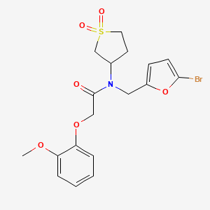 molecular formula C18H20BrNO6S B11363863 N-[(5-bromofuran-2-yl)methyl]-N-(1,1-dioxidotetrahydrothiophen-3-yl)-2-(2-methoxyphenoxy)acetamide 