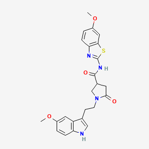 molecular formula C24H24N4O4S B11363946 N-(6-methoxy-1,3-benzothiazol-2-yl)-1-[2-(5-methoxy-1H-indol-3-yl)ethyl]-5-oxopyrrolidine-3-carboxamide 