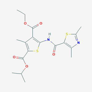 molecular formula C18H22N2O5S2 B11363992 4-Ethyl 2-propan-2-yl 5-{[(2,4-dimethyl-1,3-thiazol-5-yl)carbonyl]amino}-3-methylthiophene-2,4-dicarboxylate 