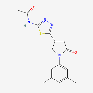 molecular formula C16H18N4O2S B11364048 N-{5-[1-(3,5-dimethylphenyl)-5-oxopyrrolidin-3-yl]-1,3,4-thiadiazol-2-yl}acetamide 