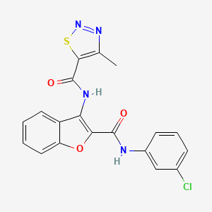 molecular formula C19H13ClN4O3S B11364074 N-{2-[(3-chlorophenyl)carbamoyl]-1-benzofuran-3-yl}-4-methyl-1,2,3-thiadiazole-5-carboxamide 