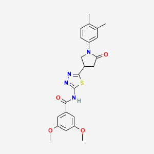 molecular formula C23H24N4O4S B11364226 N-{5-[1-(3,4-dimethylphenyl)-5-oxopyrrolidin-3-yl]-1,3,4-thiadiazol-2-yl}-3,5-dimethoxybenzamide 