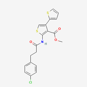 molecular formula C19H16ClNO3S2 B11364227 Methyl 5'-(3-(4-chlorophenyl)propanamido)-[2,3'-bithiophene]-4'-carboxylate 
