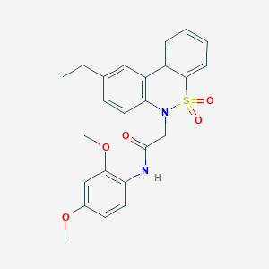 molecular formula C24H24N2O5S B11364329 N-(2,4-dimethoxyphenyl)-2-(9-ethyl-5,5-dioxido-6H-dibenzo[c,e][1,2]thiazin-6-yl)acetamide 
