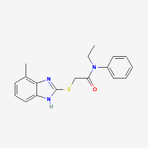 molecular formula C18H19N3OS B11364441 N-ethyl-2-[(4-methyl-1H-benzimidazol-2-yl)sulfanyl]-N-phenylacetamide 