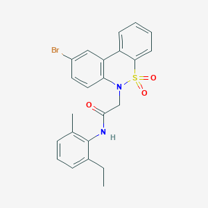 molecular formula C23H21BrN2O3S B11364609 2-(9-bromo-5,5-dioxido-6H-dibenzo[c,e][1,2]thiazin-6-yl)-N-(2-ethyl-6-methylphenyl)acetamide 
