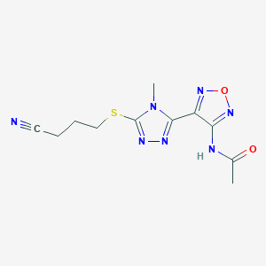molecular formula C11H13N7O2S B11364621 N-(4-{5-[(3-cyanopropyl)sulfanyl]-4-methyl-4H-1,2,4-triazol-3-yl}-1,2,5-oxadiazol-3-yl)acetamide 