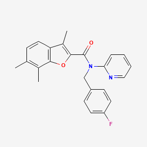 molecular formula C24H21FN2O2 B11364678 N-(4-fluorobenzyl)-3,6,7-trimethyl-N-(pyridin-2-yl)-1-benzofuran-2-carboxamide 
