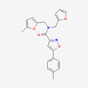 molecular formula C22H20N2O4 B11364887 N-(furan-2-ylmethyl)-N-[(5-methylfuran-2-yl)methyl]-5-(4-methylphenyl)-1,2-oxazole-3-carboxamide 