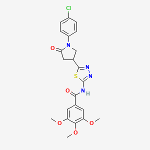 molecular formula C22H21ClN4O5S B11364916 N-{5-[1-(4-chlorophenyl)-5-oxopyrrolidin-3-yl]-1,3,4-thiadiazol-2-yl}-3,4,5-trimethoxybenzamide 