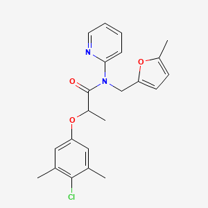 molecular formula C22H23ClN2O3 B11364993 2-(4-chloro-3,5-dimethylphenoxy)-N-[(5-methylfuran-2-yl)methyl]-N-(pyridin-2-yl)propanamide 