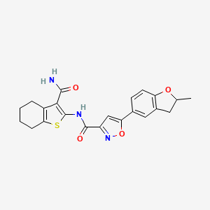 molecular formula C22H21N3O4S B11365006 N-(3-carbamoyl-4,5,6,7-tetrahydro-1-benzothiophen-2-yl)-5-(2-methyl-2,3-dihydro-1-benzofuran-5-yl)-1,2-oxazole-3-carboxamide 