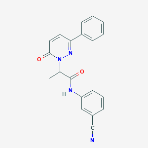molecular formula C20H16N4O2 B11365304 N-(3-cyanophenyl)-2-(6-oxo-3-phenylpyridazin-1(6H)-yl)propanamide 