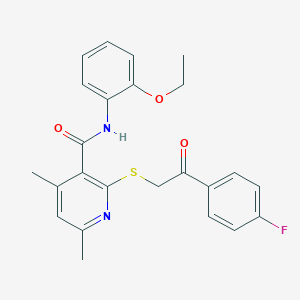 molecular formula C24H23FN2O3S B11365318 N-(2-ethoxyphenyl)-2-{[2-(4-fluorophenyl)-2-oxoethyl]sulfanyl}-4,6-dimethylpyridine-3-carboxamide 