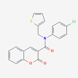 molecular formula C21H14ClNO3S B11365335 N-(4-chlorophenyl)-2-oxo-N-(thiophen-2-ylmethyl)-2H-chromene-3-carboxamide 