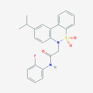 molecular formula C23H21FN2O3S B11365381 N-(2-fluorophenyl)-2-(9-isopropyl-5,5-dioxido-6H-dibenzo[c,e][1,2]thiazin-6-yl)acetamide 