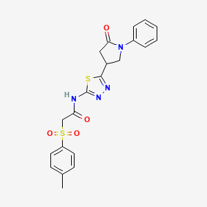 molecular formula C21H20N4O4S2 B11365481 2-[(4-methylphenyl)sulfonyl]-N-[5-(5-oxo-1-phenylpyrrolidin-3-yl)-1,3,4-thiadiazol-2-yl]acetamide 