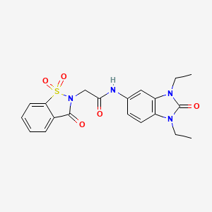molecular formula C20H20N4O5S B11365554 N-(1,3-diethyl-2-oxo-2,3-dihydro-1H-benzimidazol-5-yl)-2-(1,1-dioxido-3-oxo-1,2-benzisothiazol-2(3H)-yl)acetamide 
