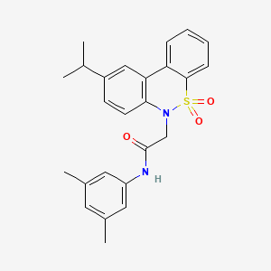 molecular formula C25H26N2O3S B11366023 N-(3,5-dimethylphenyl)-2-(9-isopropyl-5,5-dioxido-6H-dibenzo[c,e][1,2]thiazin-6-yl)acetamide 