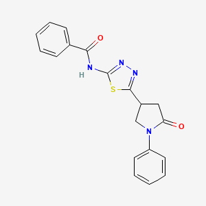 molecular formula C19H16N4O2S B11366055 N-[5-(5-oxo-1-phenylpyrrolidin-3-yl)-1,3,4-thiadiazol-2-yl]benzamide 