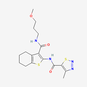 molecular formula C17H22N4O3S2 B11366075 N-{3-[(3-methoxypropyl)carbamoyl]-4,5,6,7-tetrahydro-1-benzothiophen-2-yl}-4-methyl-1,2,3-thiadiazole-5-carboxamide 