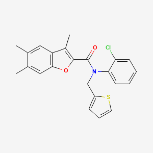 molecular formula C23H20ClNO2S B11366076 N-(2-chlorophenyl)-3,5,6-trimethyl-N-(thiophen-2-ylmethyl)-1-benzofuran-2-carboxamide 