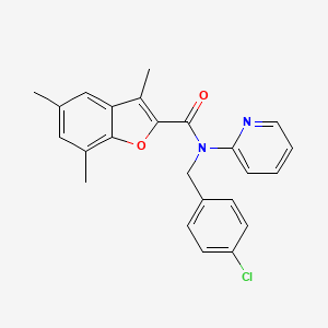 molecular formula C24H21ClN2O2 B11366185 N-(4-chlorobenzyl)-3,5,7-trimethyl-N-(pyridin-2-yl)-1-benzofuran-2-carboxamide 