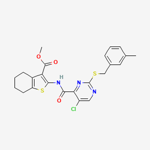 molecular formula C23H22ClN3O3S2 B11366319 Methyl 2-[({5-chloro-2-[(3-methylbenzyl)sulfanyl]pyrimidin-4-yl}carbonyl)amino]-4,5,6,7-tetrahydro-1-benzothiophene-3-carboxylate 